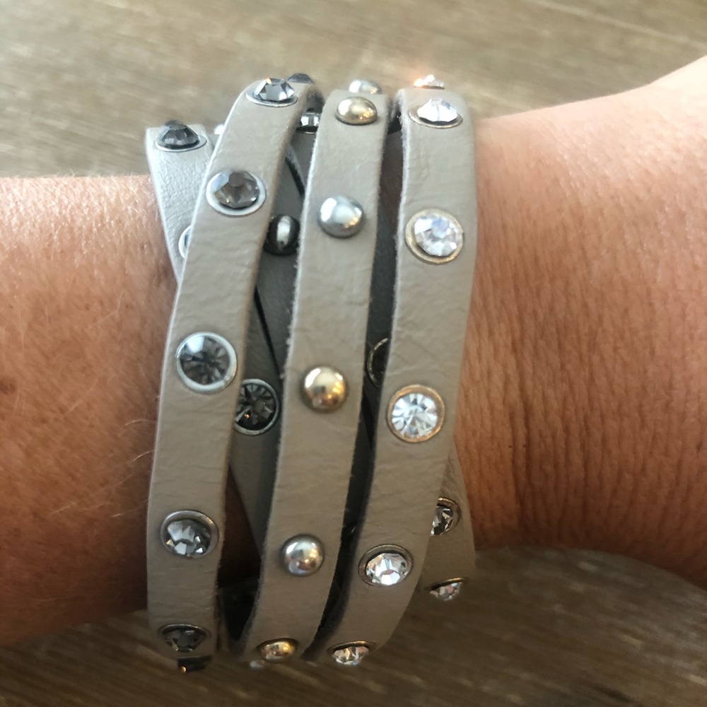WhiteHouseBlackMarket Leather Stud Wrap Bracelet